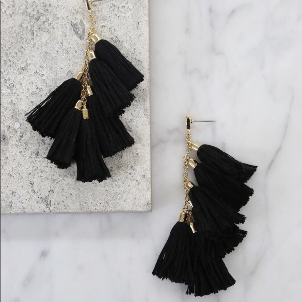 Ettika Black Tassel Earrings